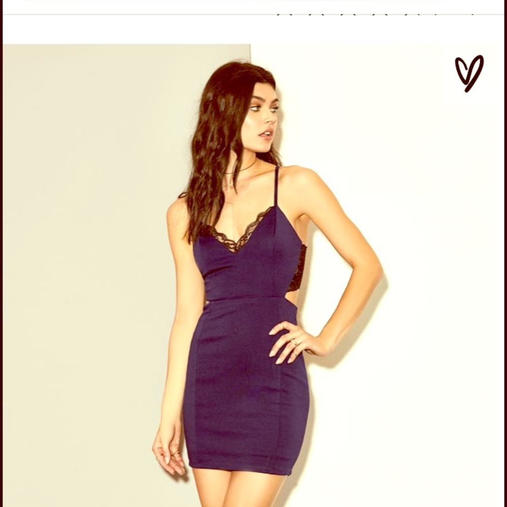 Navy lace black less dress from Lulu’s